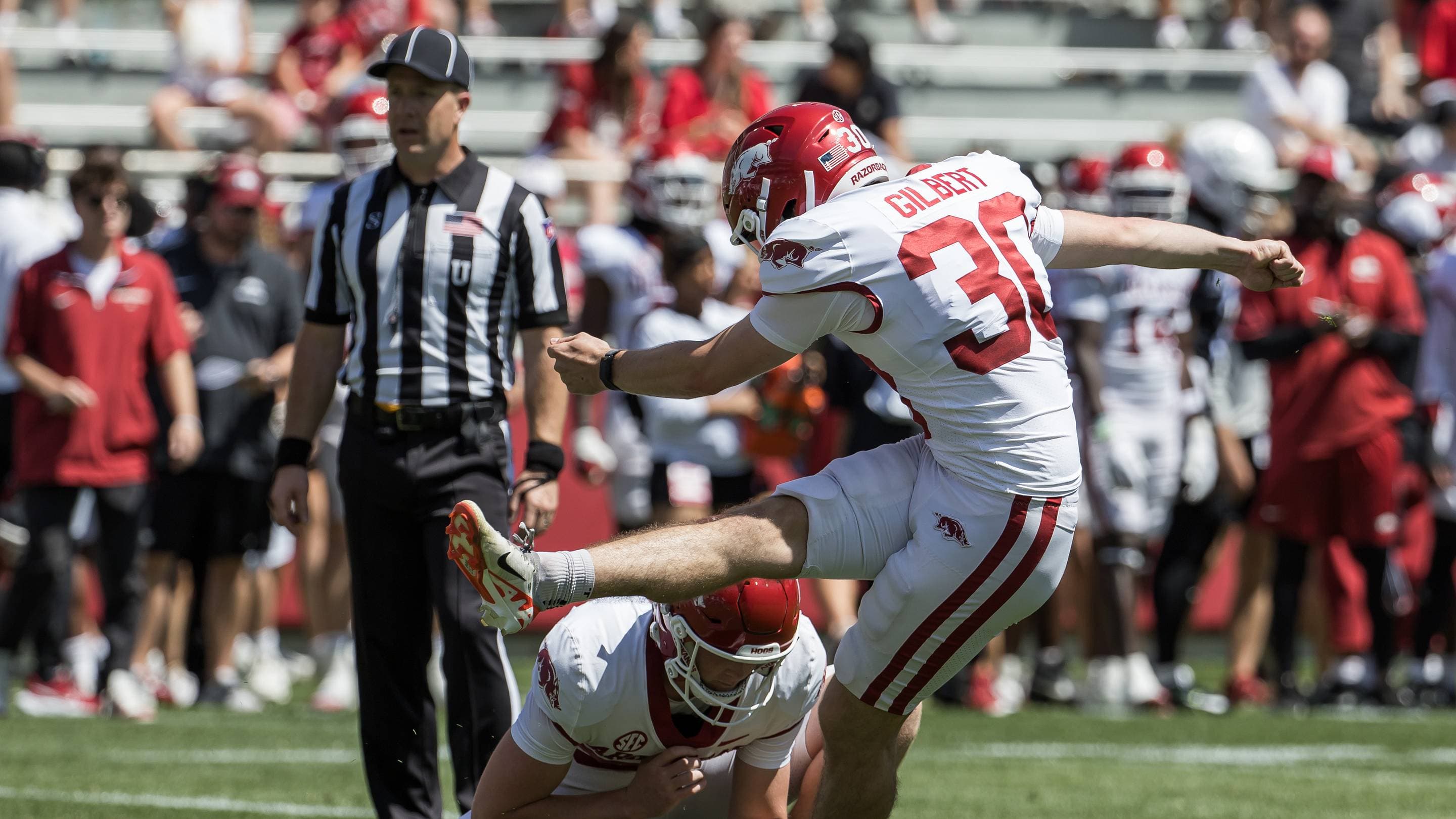 Arkansas Kicker Max Gilbert's Spring Game Strike |