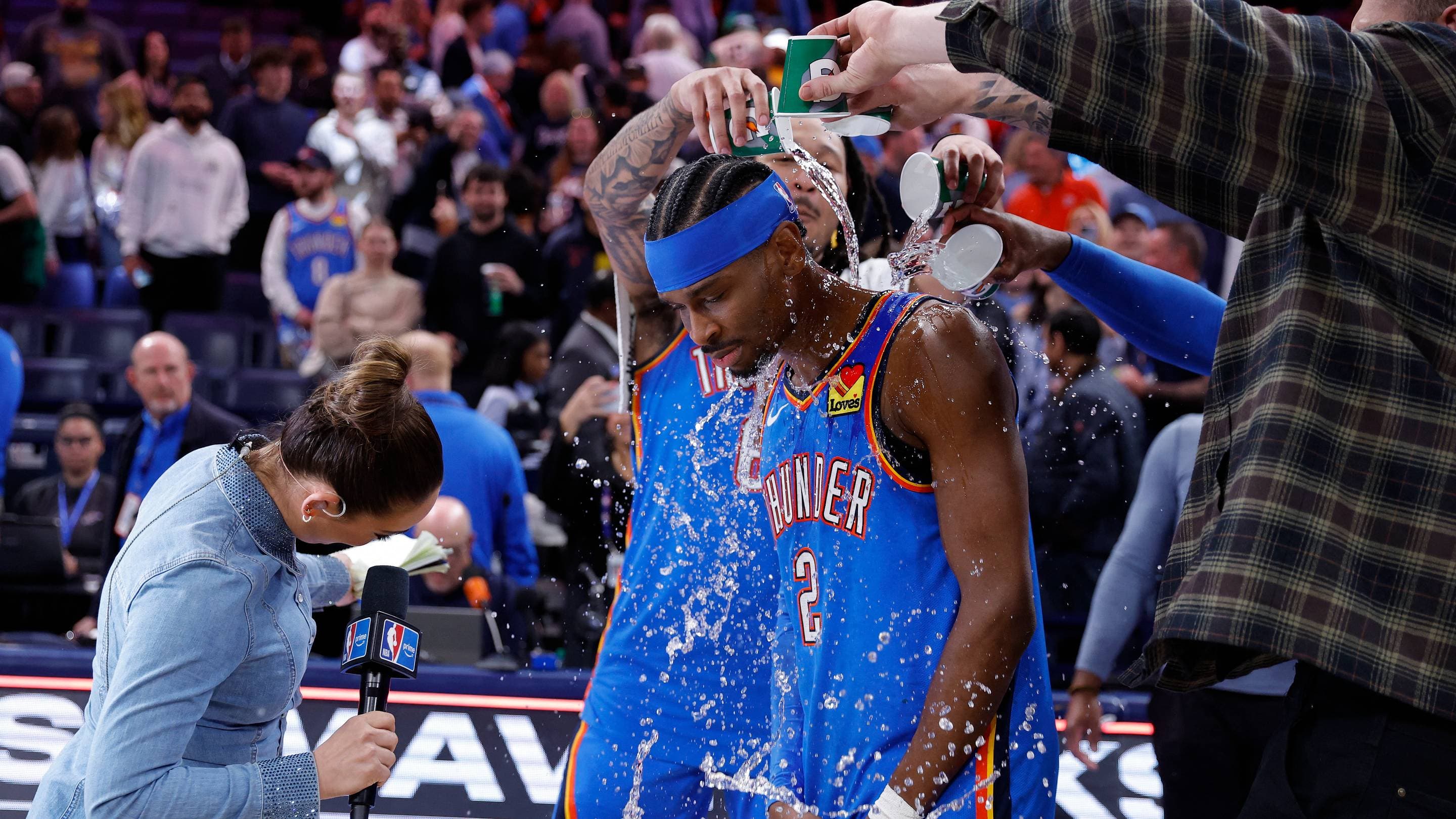 Thunder Star's Wild Celebration Soaks SGA After Celtics Wi
